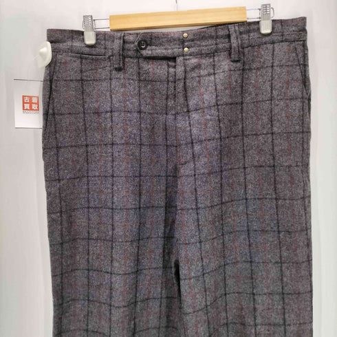 ギャップ Gap 00S 紺タグ OLD 混紡 ウール チェック ノータック ワイド トラウザー スラックス パンツ メンズ 36/34