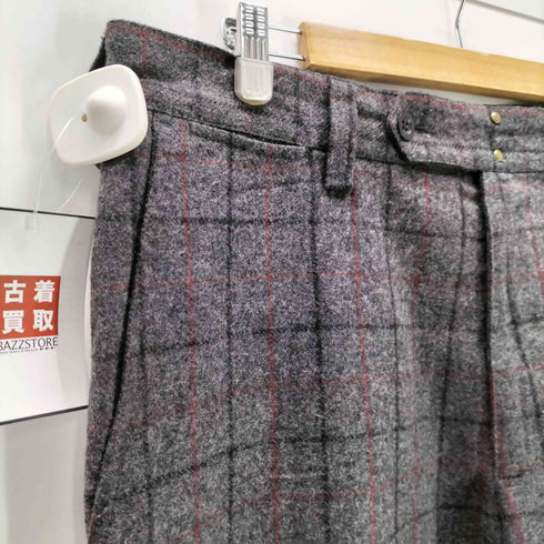 ギャップ Gap 00S 紺タグ OLD 混紡 ウール チェック ノータック ワイド トラウザー スラックス パンツ メンズ 36/34