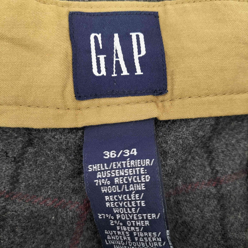 ギャップ Gap 00S 紺タグ OLD 混紡 ウール チェック ノータック ワイド トラウザー スラックス パンツ メンズ 36/34