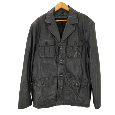Kiabi Casual 裏地キルティング リアルレザー 本革 チェスター カーコート ジャケット メンズ import:XL