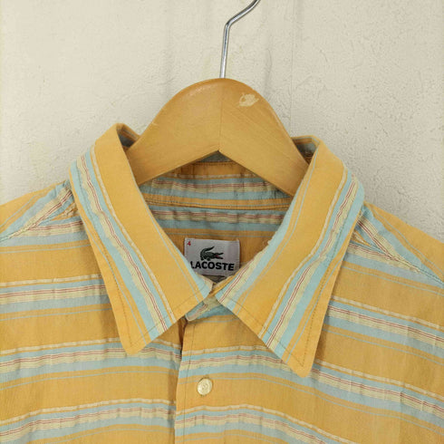 ラコステ LACOSTE リネン混 半袖 ボーダーシャツ メンズ 4