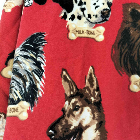 犬 ワンちゃん 総柄 フランネル パジャマ オープンカラー シャツ レディース