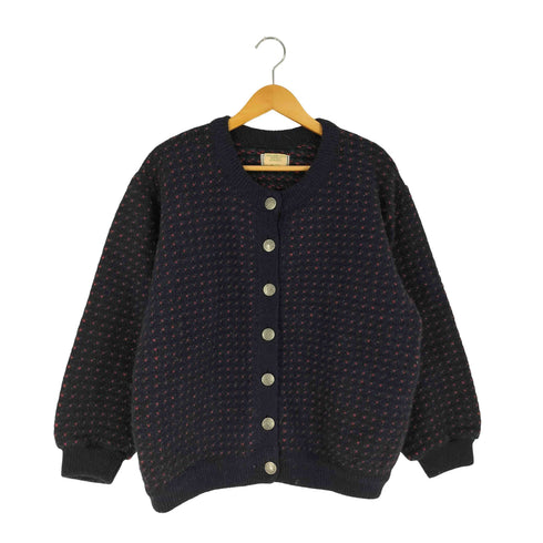 エルエルビーン L.L.Bean 80S ノルウェー製 バーズアイ ニットカーディガン レディース import:L