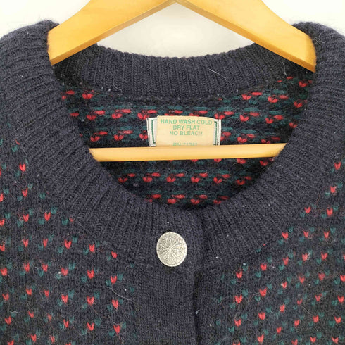 エルエルビーン L.L.Bean 80S ノルウェー製 バーズアイ ニットカーディガン レディース import:L
