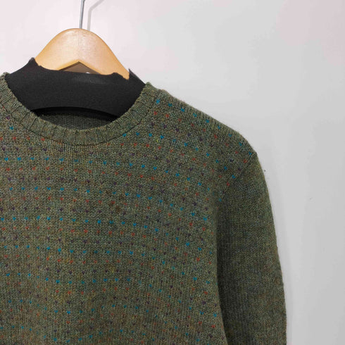 Glencroft of Scotland 90s ドット柄 スコットランド製 バーズアイ ウールニット メンズ JPN:L
