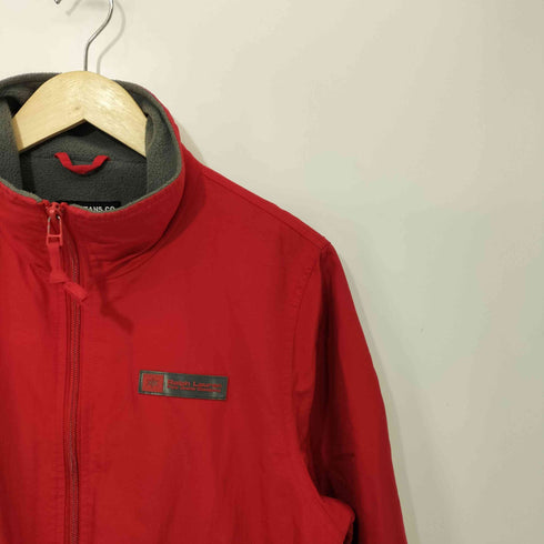 ポロジーンズカンパニーラルフローレン POLO JEANS COMPANY RALPH LAUREN 90s 裏地フリース 裾ドローコード ロゴパッチ ジップアップ ナイロンジャケット メンズ import:S