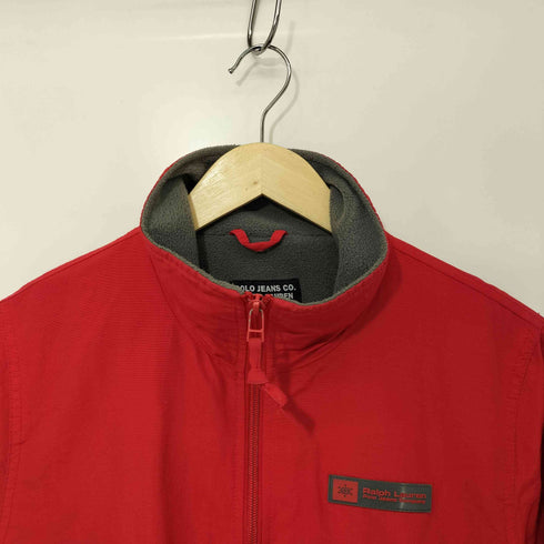 ポロジーンズカンパニーラルフローレン POLO JEANS COMPANY RALPH LAUREN 90s 裏地フリース 裾ドローコード ロゴパッチ ジップアップ ナイロンジャケット メンズ import:S