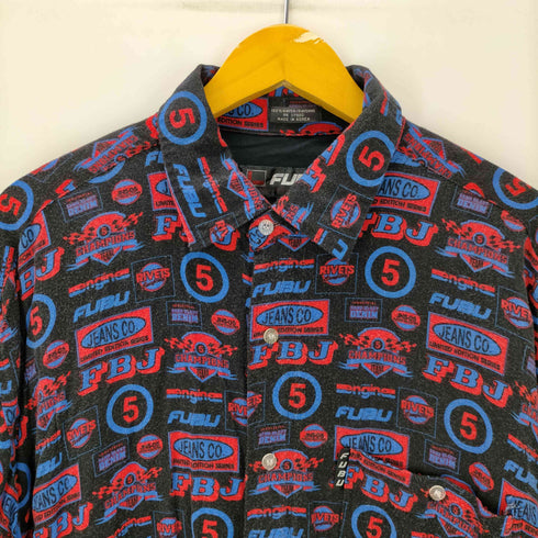 フブ FUBU 00S JEANS CO. 総柄 S/S レーヨン 100% 開襟 オープンカラー シャツ ビックサイズ B系 メンズ import:XL