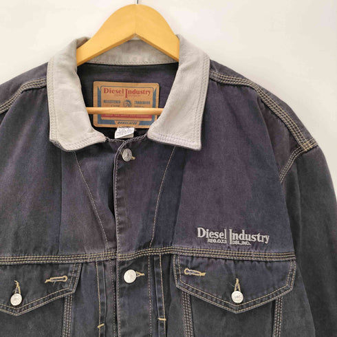 ディーゼルインダストリー Diesel Industry TYPE RR45 90-00S OLD MADE IN ITALY イタリア製 襟レザー デニム トラッカー ジャケット メンズ import:L