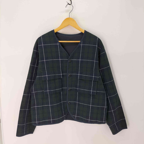 ネストローブコンフェクト nest Robe CONFECT リネン コットン チェック ノーカラー ジャケット メンズ JPN:4