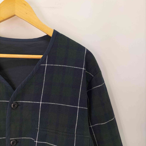 ネストローブコンフェクト nest Robe CONFECT リネン コットン チェック ノーカラー ジャケット メンズ JPN:4