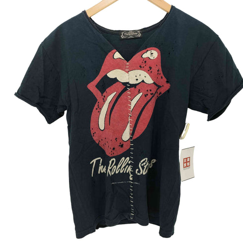 Marquistone 00s Y2K ブリティッシュ ロック バンド Tongue and Lips ロゴ ダメージ加工 S/S Tシャツ メンズ JPN:M
