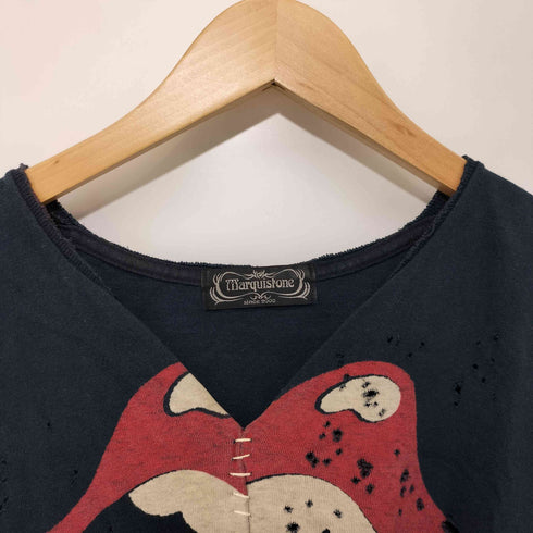 Marquistone 00s Y2K ブリティッシュ ロック バンド Tongue and Lips ロゴ ダメージ加工 S/S Tシャツ メンズ JPN:M