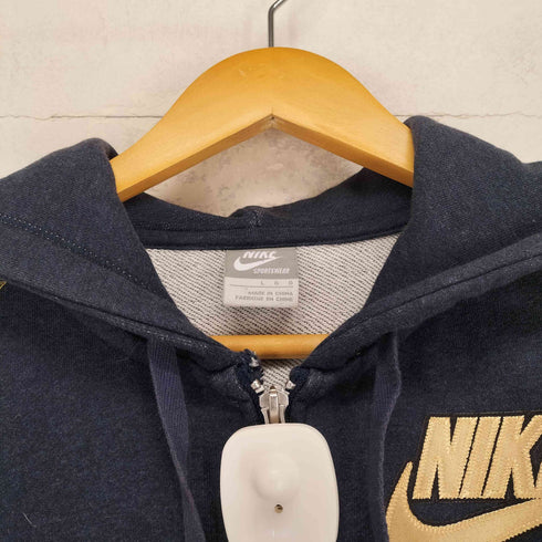 ナイキ NIKE 00s ロゴ刺繍ラグランジップパーカー Y2K レディース L