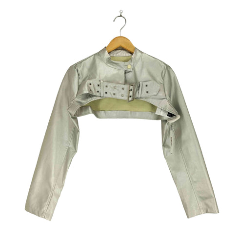 シーイン SHEIN クロップドメタリックライダースジャケット Y2K レディース M