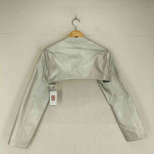 シーイン SHEIN クロップドメタリックライダースジャケット Y2K レディース M