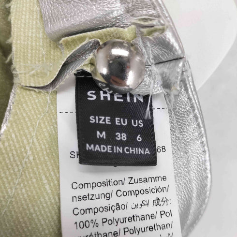シーイン SHEIN クロップドメタリックライダースジャケット Y2K レディース M