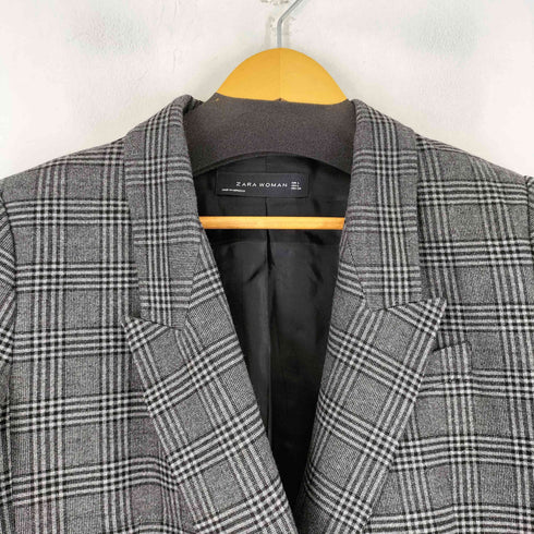 ザラ ZARA チェック柄 ダブルテーラードジャケット レディース import:L