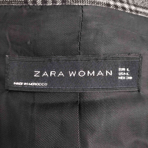 ザラ ZARA チェック柄 ダブルテーラードジャケット レディース import:L