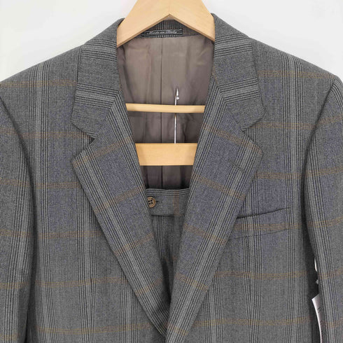 エルメネジルドゼニア Ermenegildo Zegna 80~90S イタリア製 グレンチェック 2B テーラードジャケット スラックス ウール セットアップ メンズ 48