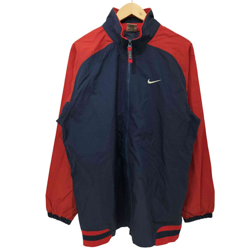 ナイキ NIKE 90s 銀タグ スウッシュ刺繍 バイカラー ラグラン ナイロンジップアップジャケット メンズ import:XL