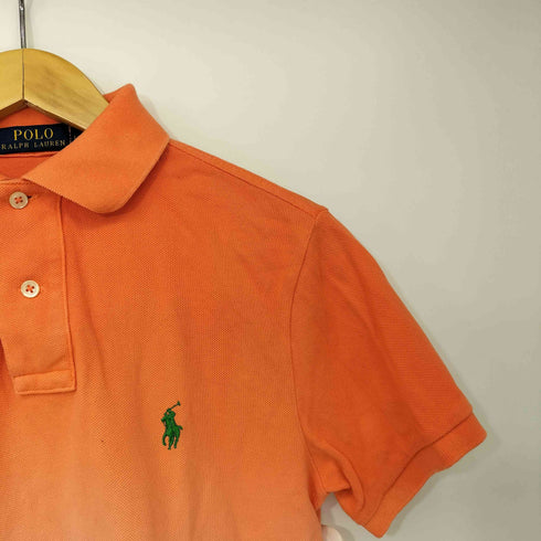 ポロラルフローレン POLO RALPH LAUREN ポニー刺繍 オレンジ グラデーション 鹿の子 ポロシャツ メンズ import:XS