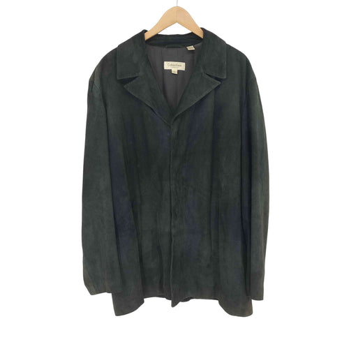 カルバンクライン CALVIN KLEIN 比翼スウェードレザーテーラードジャケット メンズ import:L