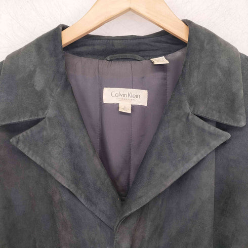 カルバンクライン CALVIN KLEIN 比翼スウェードレザーテーラードジャケット メンズ import:L