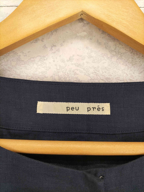 プープレ peu pres ノーカラーリネンワンピース レディース F