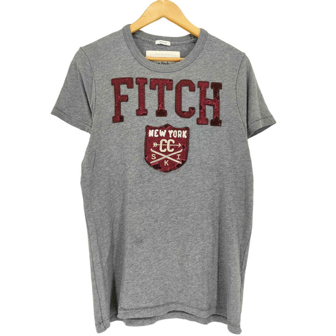 アバクロンビーアンドフィッチ Abercrombie & Fitch フロントアップリケ刺繍クルーネックTシャツ メンズ import:M