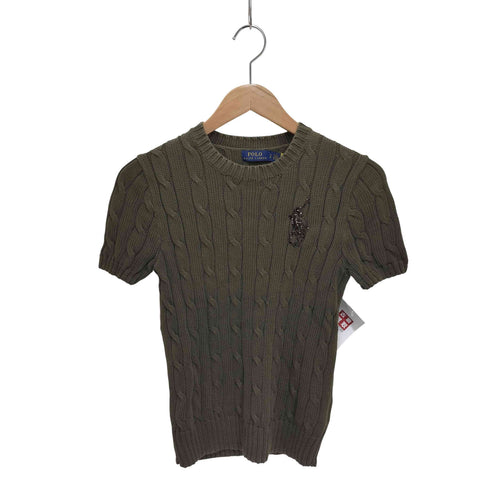 ポロラルフローレン POLO RALPH LAUREN ビーズビッグポニー コットン 半袖 ケーブルニット レディース JPN:S