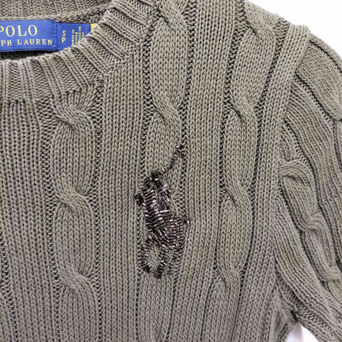 ポロラルフローレン POLO RALPH LAUREN ビーズビッグポニー コットン 半袖 ケーブルニット レディース JPN:S