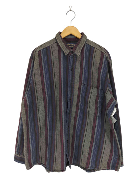 northeast outfitters マルチストライプ柄 ヘビーネルチェックシャツ メンズ XL