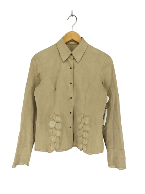 avienne rabbit fur ラビットファー切替フェイクレザー L/S シャツ レディース 40
