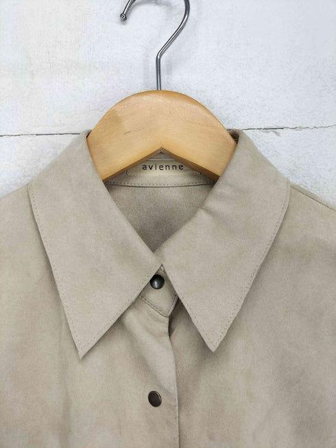 avienne rabbit fur ラビットファー切替フェイクレザー L/S シャツ レディース 40