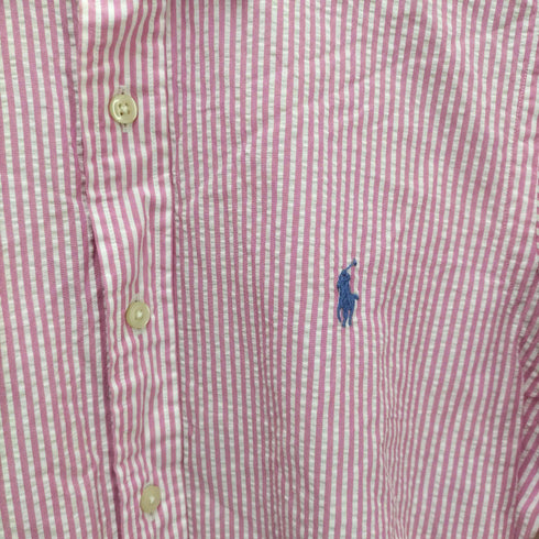 ポロラルフローレン POLO RALPH LAUREN guaranteed to wrikle スモールポニー刺繍 シアサッカー ボタンダウン ストライプ長袖シャツ メンズ JPN:XS