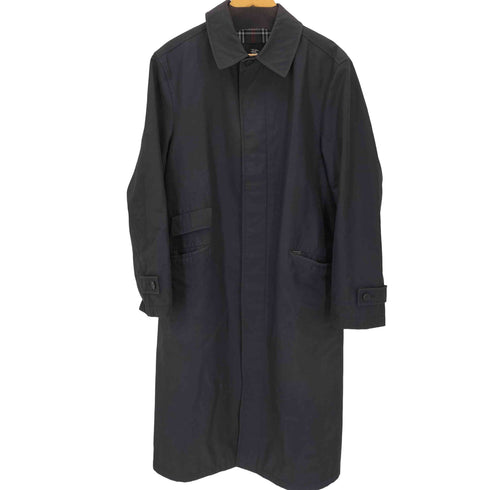 バーバリーブラックレーベル BURBERRY BLACK LABEL 裏地ノバチェック ナイロン混 比翼ステンカラーコート メンズ import:M