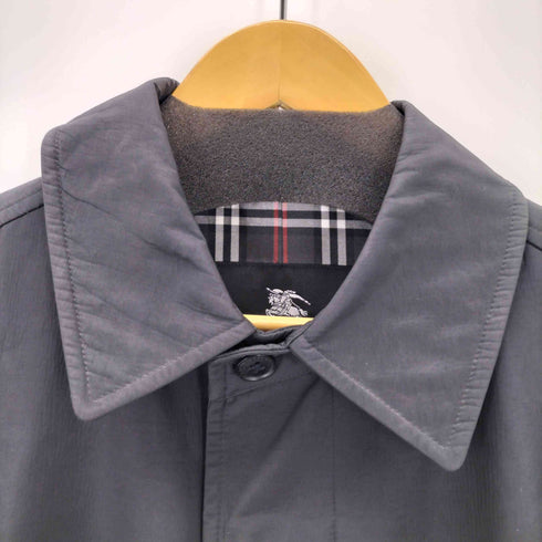 バーバリーブラックレーベル BURBERRY BLACK LABEL 裏地ノバチェック ナイロン混 比翼ステンカラーコート メンズ import:M