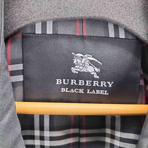 バーバリーブラックレーベル BURBERRY BLACK LABEL 裏地ノバチェック ナイロン混 比翼ステンカラーコート メンズ import:M