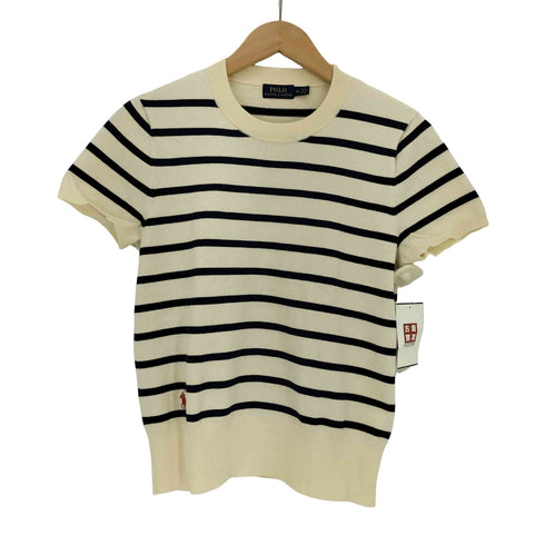 ポロラルフローレン POLO RALPH LAUREN 現行タグ ポニー刺繍 ボーダー 半袖ニット サマーニット レディース import:M