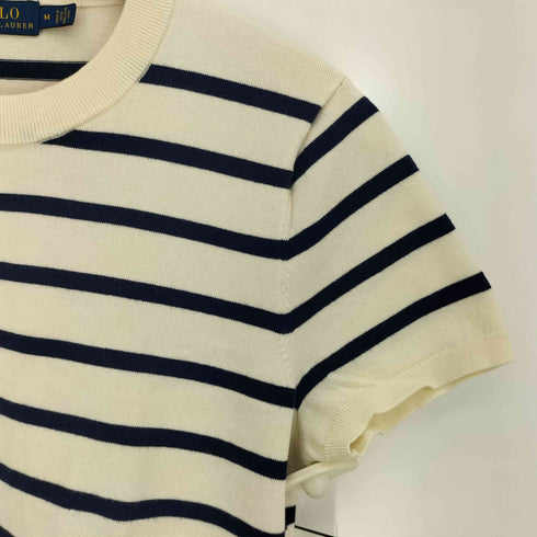 ポロラルフローレン POLO RALPH LAUREN 現行タグ ポニー刺繍 ボーダー 半袖ニット サマーニット レディース import:M