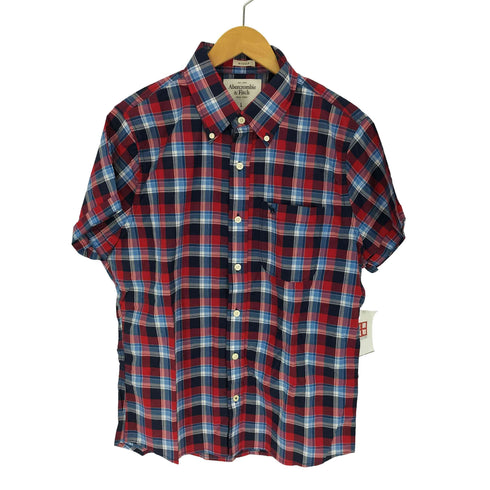 アバクロンビーアンドフィッチ Abercrombie & Fitch チェック柄ボタンダウン半袖シャツ メンズ import:L