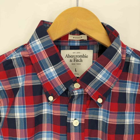 アバクロンビーアンドフィッチ Abercrombie & Fitch チェック柄ボタンダウン半袖シャツ メンズ import:L