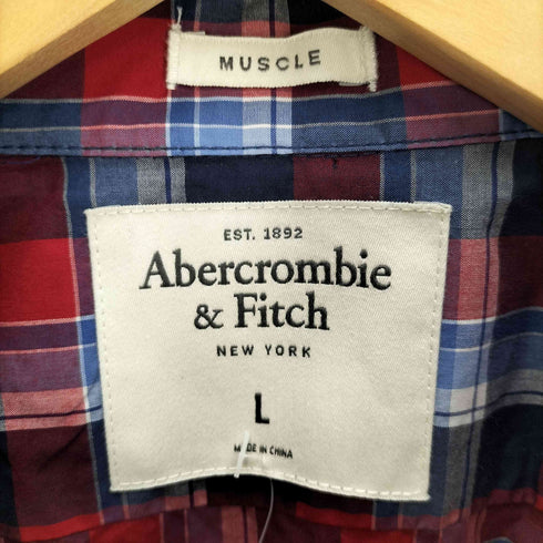 アバクロンビーアンドフィッチ Abercrombie & Fitch チェック柄ボタンダウン半袖シャツ メンズ import:L