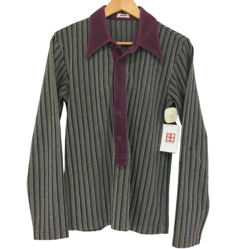 ジュンメン JUN MEN OLD 旧タグ ハーフボタンストライプベロアシャツ メンズ