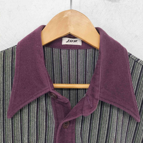 ジュンメン JUN MEN OLD 旧タグ ハーフボタンストライプベロアシャツ メンズ