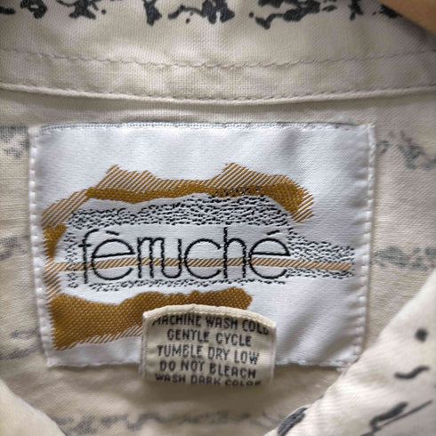 femuche 総柄 プリント デザインボタン S/S シャツ メンズ import:XL