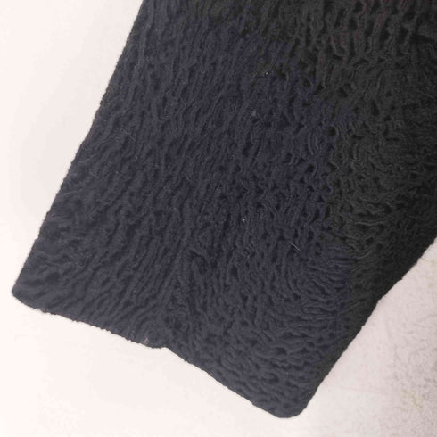 襟ファー 凹凸 アストラカンロングコート レディース