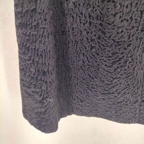 襟ファー 凹凸 アストラカンロングコート レディース