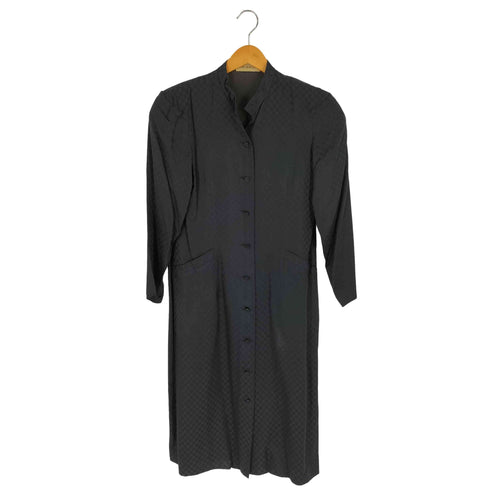 ハナエモリ HANAE MORI シルク100% ブロックチェック スタンドカラーワンピース レディース 9A3